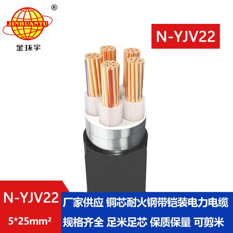 金環(huán)宇電線電纜 深圳鎧裝電纜廠 銅芯耐火交聯電纜N-YJV22-5X25平方