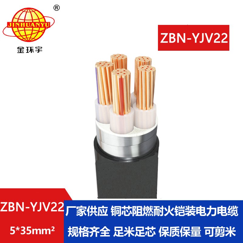 金環(huán)宇電線電纜 阻燃耐火電纜ZBN-YJV22-5X35平方 鎧裝電力電纜yjv22